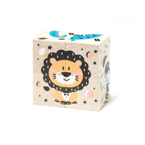 Cubika Puzzle de Madeira cubos com Animais - 4 peças