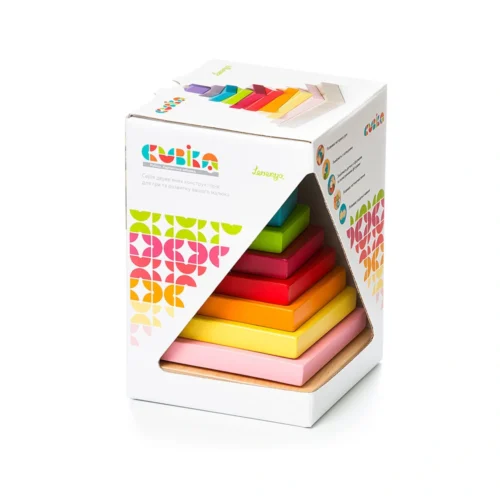 Cubika Pirâmide de Blocos Madeira Natural - 9 Peças