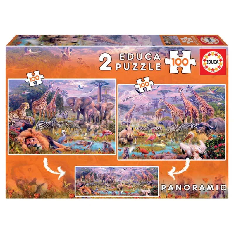 1be2994e133d7edf553f1406a1a5030d.large Puzzle Junior 2x100 Animais Selvagens