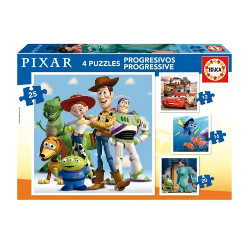 4x Puzzles Progressivos Disney Pixar 12-25 peças