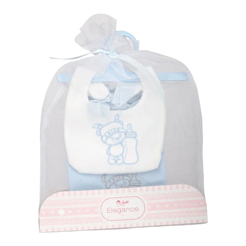 Conjunto de 2 Babadores Azul e Branco com Laço