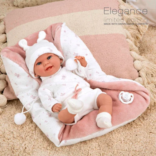 Elegance 35 cm com peso Babyto rosa com manta