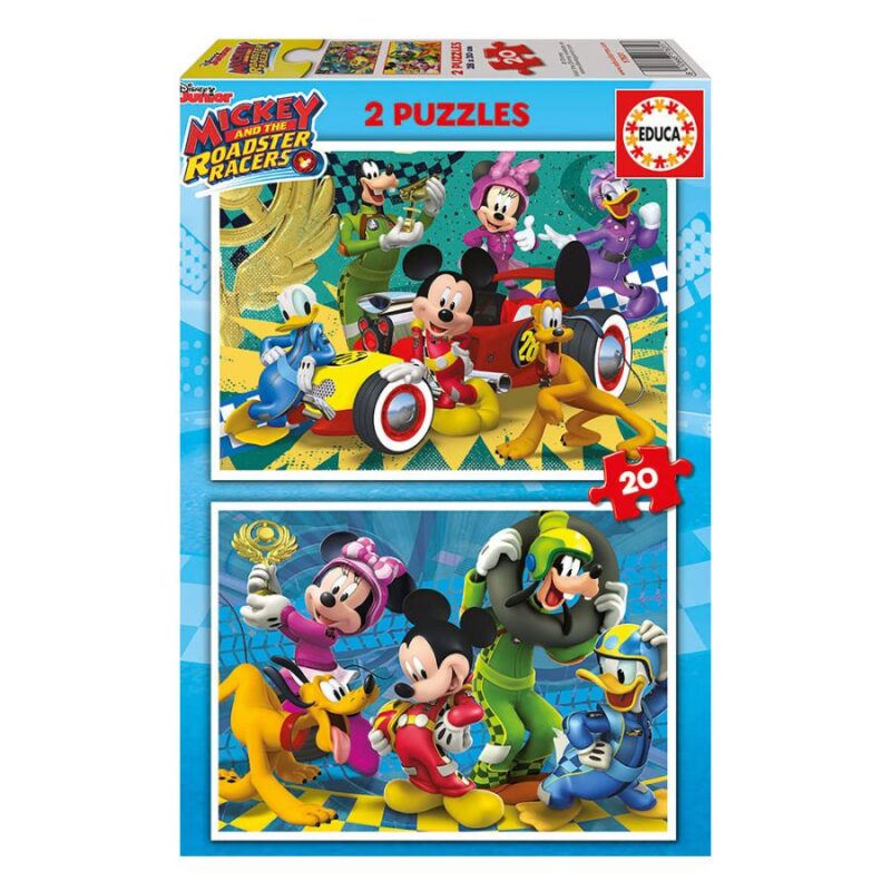 2x Puzzle 20 Mickey & Racers