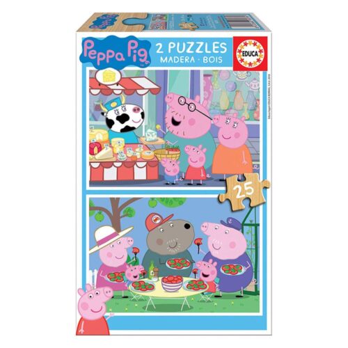 2x Super Puzzle 25 Madeira Peppa Pig