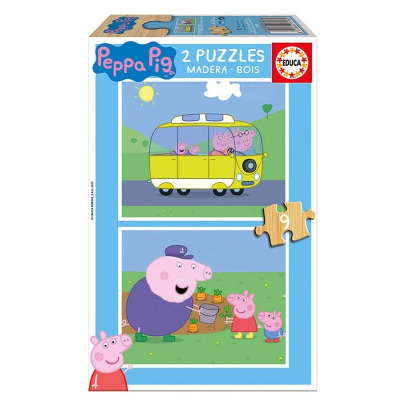 2x Super Puzzle 9 Madeira Peppa Pig