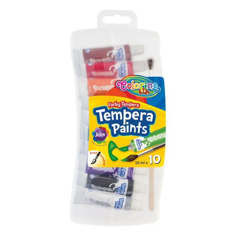Tubo Tinta Tempera 10 ml com Pincel 10 Cores