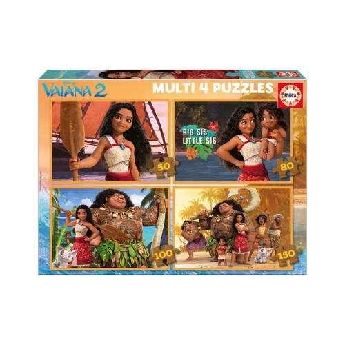 4 Puzzles Progressivos 50-80-100-150 peças Vaiana 2