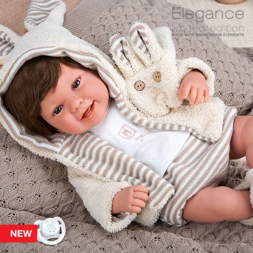Elegance 45 cm Zoe bege c/cachecol c/pelo boneca peso