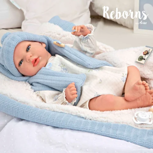 Arias Reborn 40 cm com peso Martin azul com manta