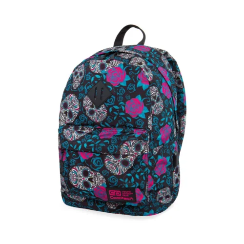 CoolPack Mochila USB Cross com Caveiras e Rosas