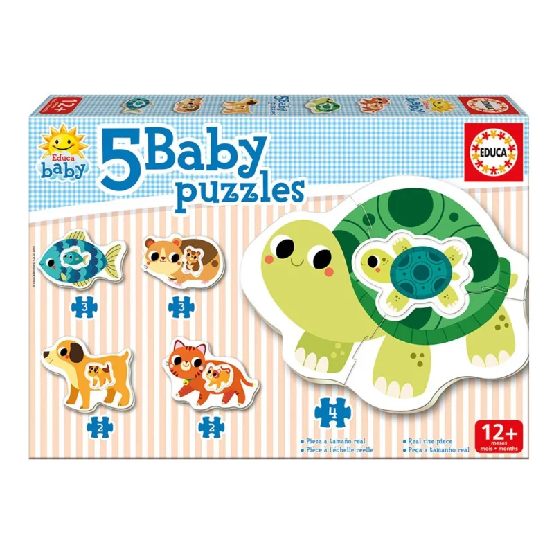5 Puzzles Bebê Animais Domésticos Educa