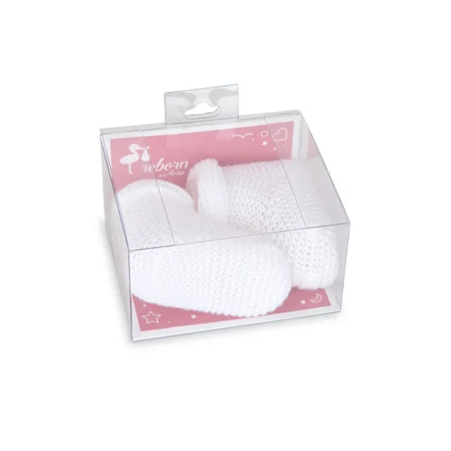 Conjunto de pantufas brancas para bonecos 40-45 cm