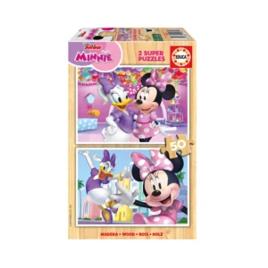 2x Super Puzzles 50 peças em madeira Minnie