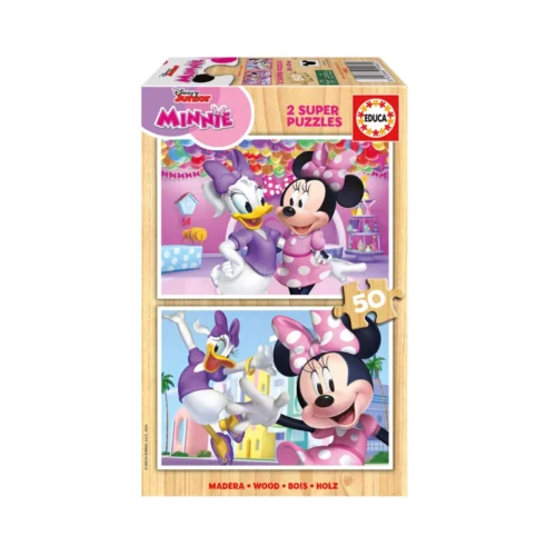 2x Super Puzzles 50 peças em madeira Minnie