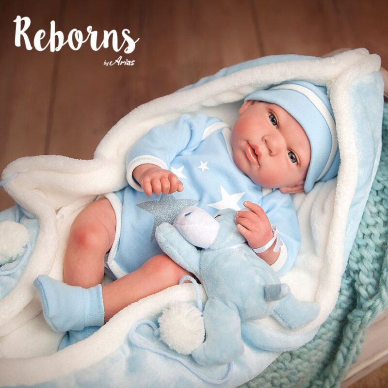 AR98036 Arias Reborns 40 cm Carlos com Manta e Peluche