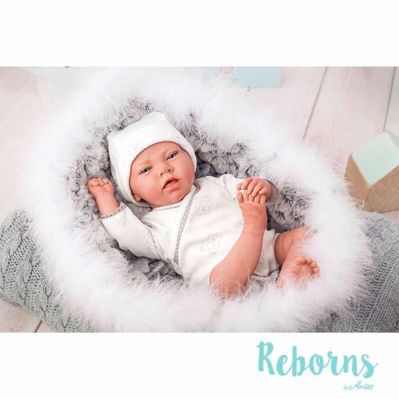 AR98048_1 Arias Reborns 40 cm Noel com Alcofa e Peluche