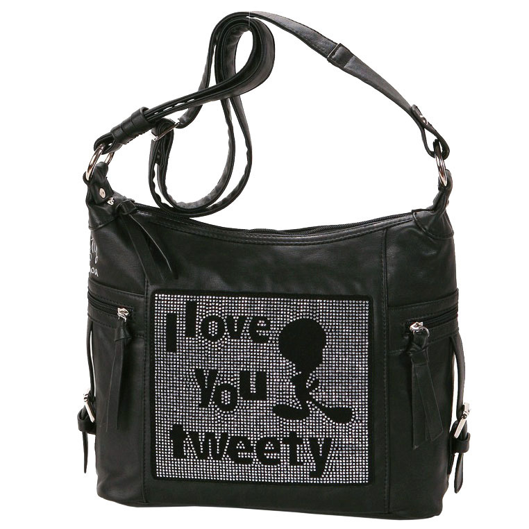 BEL11316P Bolsa Tiracolo Tweety Preta 30.5 cm