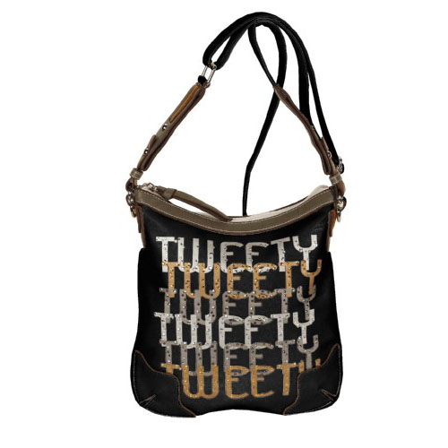 Bolsa Tiracolo Tweety Preta 26 cm