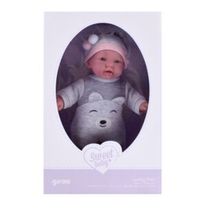 Boneca Amorosa 28 cm Perfumada Corpo Tecido Cinza