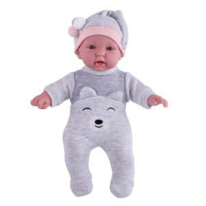 Boneca Amorosa 28 cm Perfumada Corpo Tecido Cinza