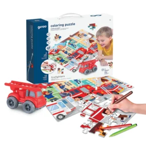d0634f3ce9114eabb53aece9dbff1d76.large Giros Play Puzzles para Colorir 2 Faces + Carro 48 Peças Bombeiros