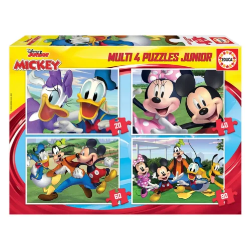 Educa 4 puzzles infantis progressivos de 20 a 80 peças Mickey & Friends Multi 4 Junior