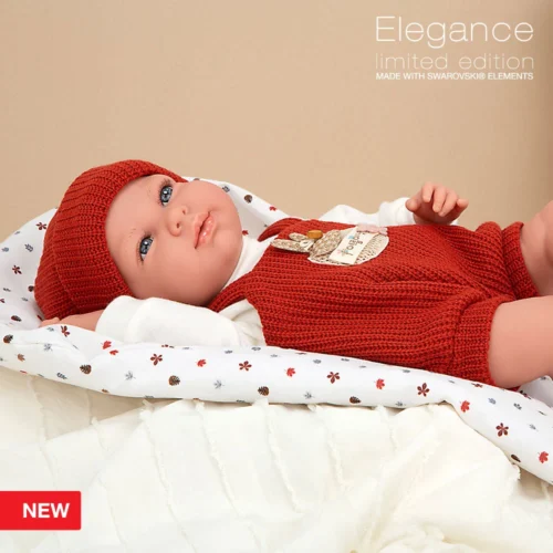 Elegance 40 cm Cris Laranja com saco de dormir boneco peso