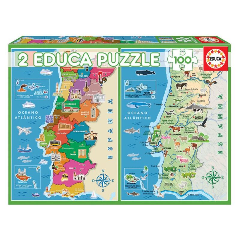 Educa 2x100 Mapa Distritos + Físico Portugal
