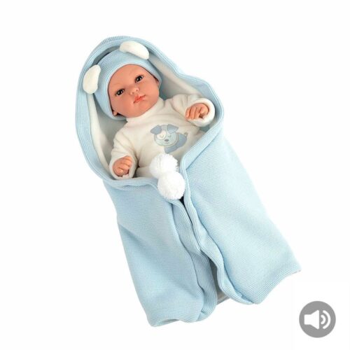 Elegance 33 cm Erea Azul Ursinho com Manta + Som