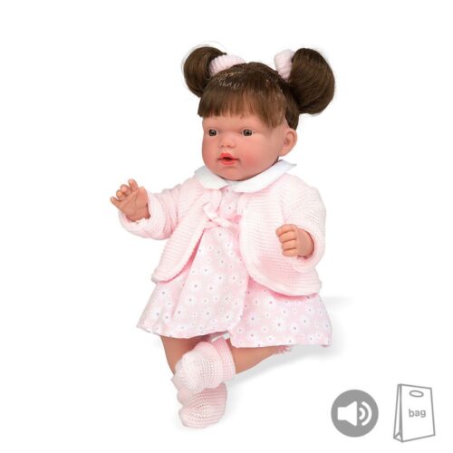 Elegance PB 28 cm Hanne Rosa com Cabelo Castanho e Sons