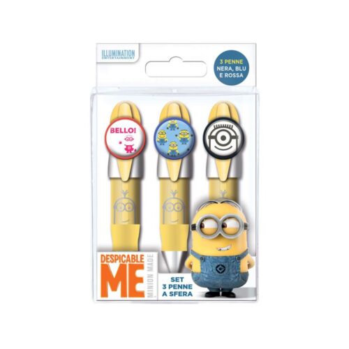 Set Papelaria 3 Canetas Minions