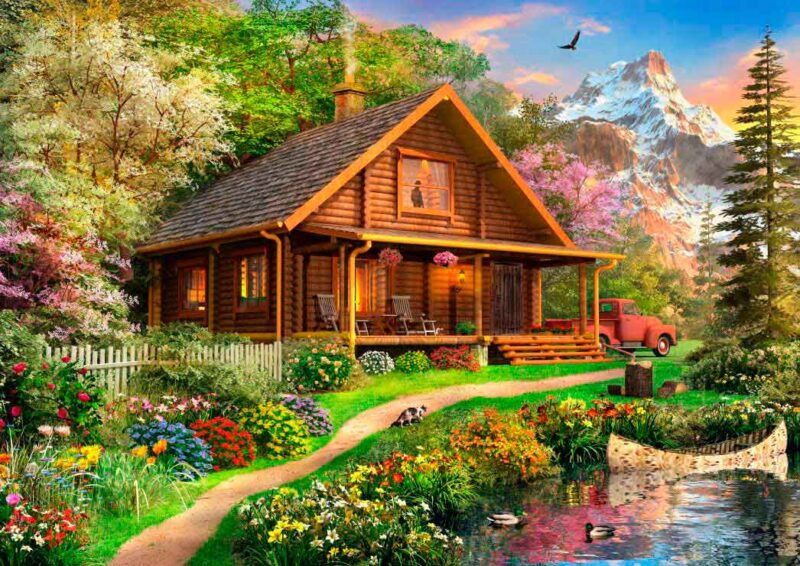 Puzzle Bluebird Cabine de madeira no norte 500 Peças