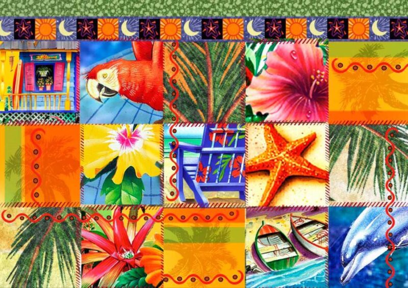 puzzle-bluebird-colcha-mosaico-tropical-de-1500-piezas-1-20366 Puzzle Bluebird Colcha de mosaico tropical 1500 Peças