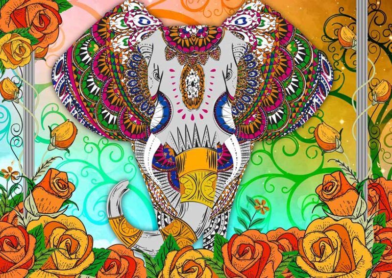 Puzzle Bluebird Elefante cheio de cor 2000 Peças
