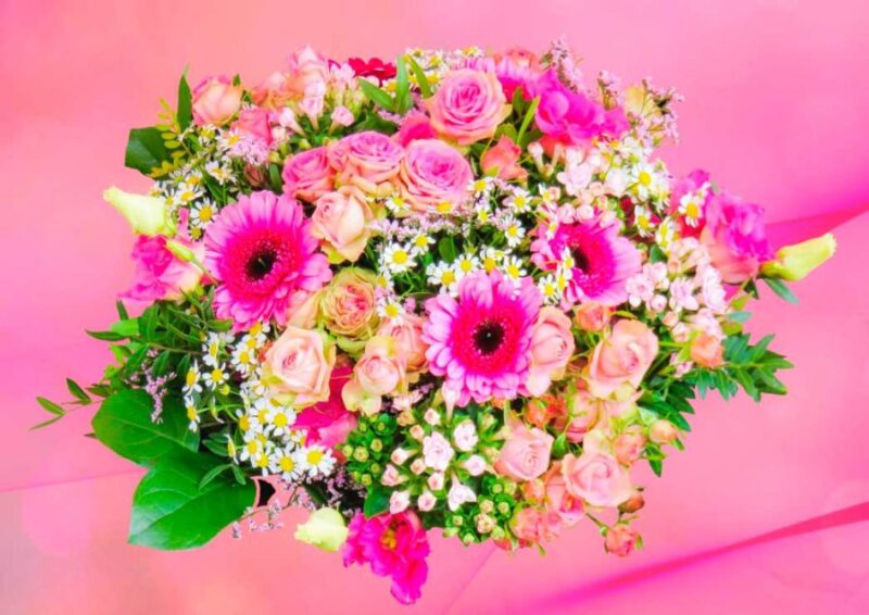 Puzzle Bluebird Buquê de flores cor de rosa 500 Peças