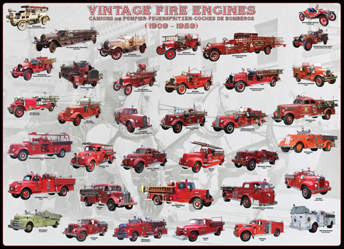 Puzzle Eurographics Carros de bombeiros Vintage, 1000 Peças