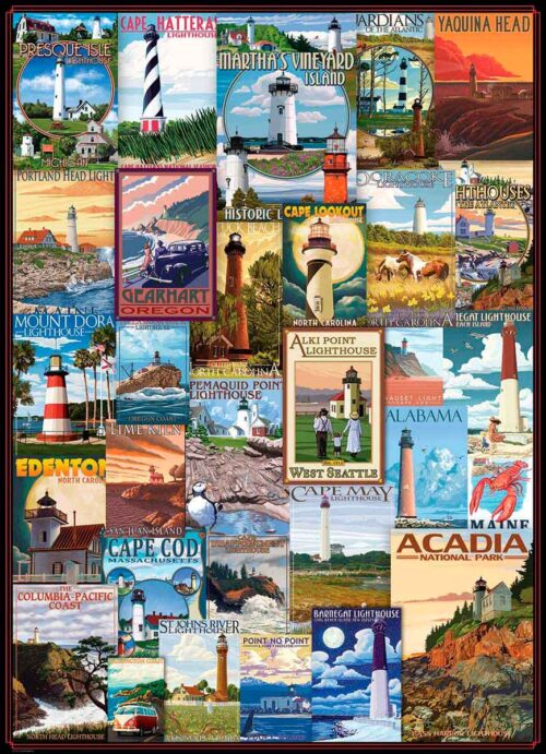 Puzzle Eurographics Cartazes do Farol Vintage de 1000 peças