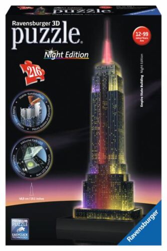 Puzzle Ravensburger Empire State Building Night Edition 3D 216 Peças