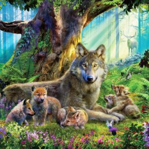 Puzzle Ravensburger Lobos na floresta 1000 Peças