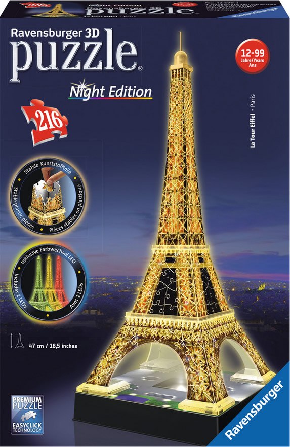 Puzzle Ravensburger Torre Eiffel Night Edition 3D 216 Peças